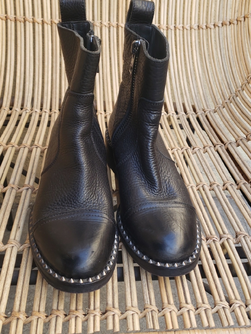 Zadig & Voltaire Black Leather Studded Ankle Boots